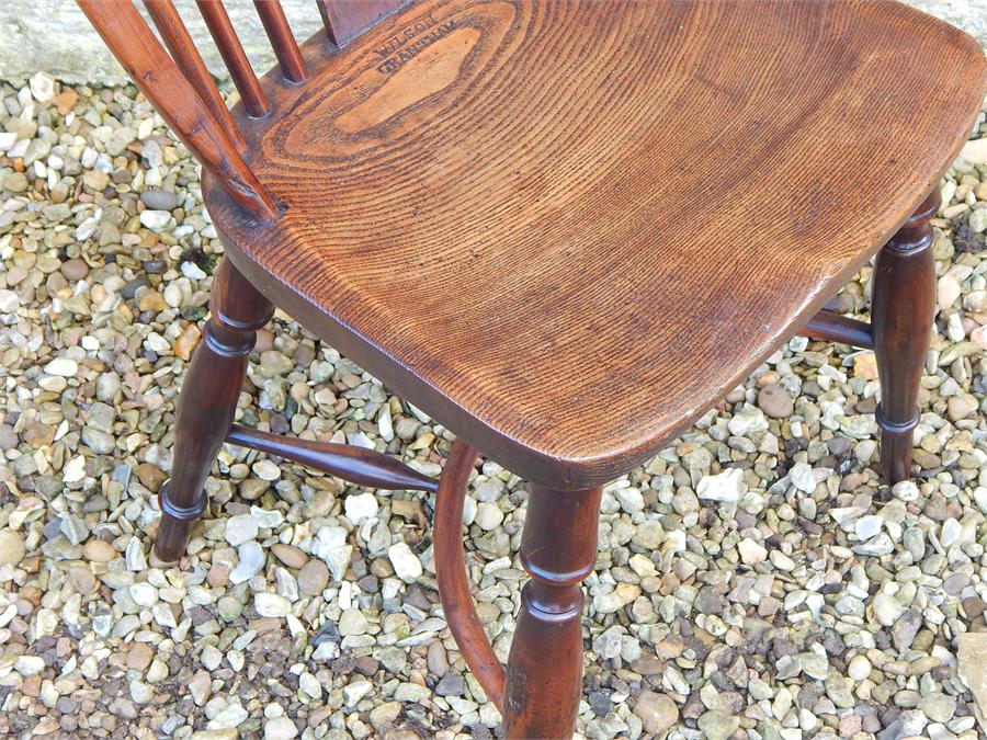 A matching set of four Lincolnshire windsor side chairs , circa 1815 , each signed " WILSON GRANTHAM - Image 38 of 38