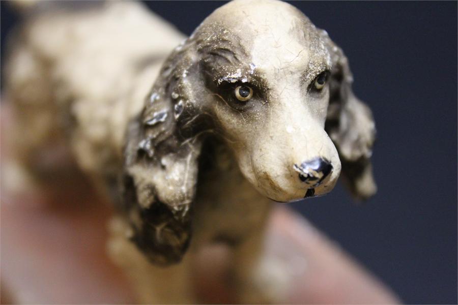 A cold painted metal spaniel dog on marble mount. - Image 4 of 14
