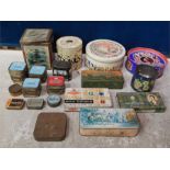 A group of biscuit and other tins - kitchenalia