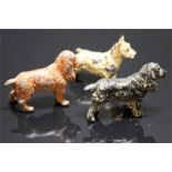 three lead painted dog figures
