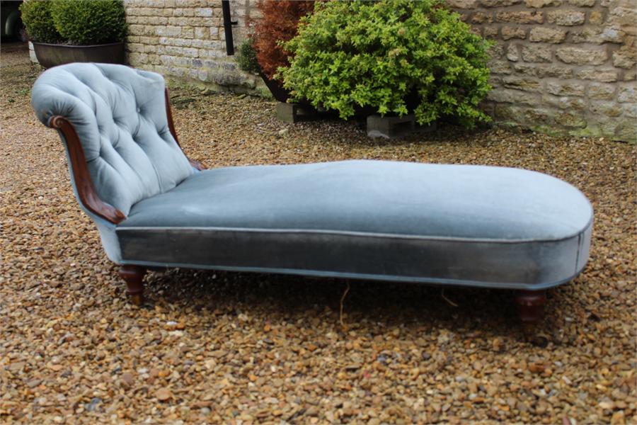 A 19th Century Chaise Longue showframe Daybed, Turned legs with Brass Castors Stamped Cope &