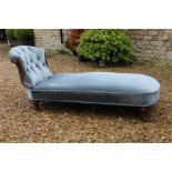 A 19th Century Chaise Longue showframe Daybed, Turned legs with Brass Castors Stamped Cope &