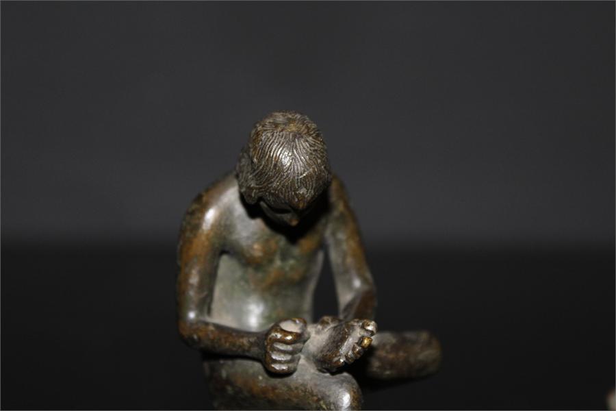Two bronze figures of seated males, one with winged feet. Height: - Image 7 of 18