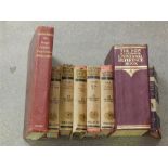 Encyclopedia and reference books inc. H.G. Wells Short History of The World 1941, 9 items in all.