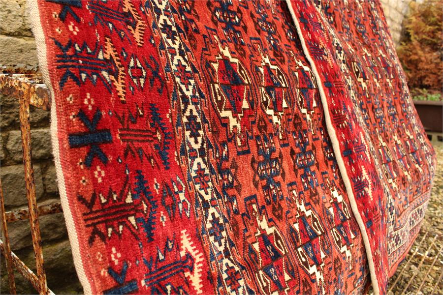 A pair of fine quality Mid 19th century turkoman, very fine weave torba rugs; both approximately - Image 3 of 12