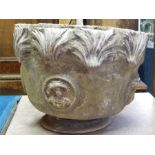 A Single 18th Century Lead Planter, of circular form with relief decoration of period gentleman