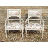 Pair of French armchairs in original paint, first quarter 20th Century. ~