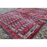 A pair of fine quality Mid 19th century turkoman yamut, very fine weave torbas;in rich red and