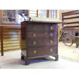 Small Mahogany Bachelors Chest with Carrying Handles. Chest of drawers with replaced cast handles in