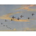 Peter Scott "Mallards in a stormy sky" and Vernon Ward ""Flight over Skye" coloured prints