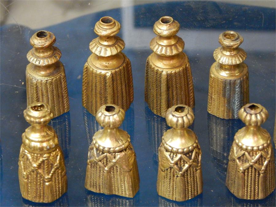 Ten gold painted alloy curtain pulls in the form of a bell. - Image 6 of 12