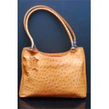 Orange ostrich Leather bag