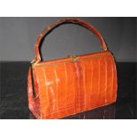 crocodile skin blonde tan handbag 1940s