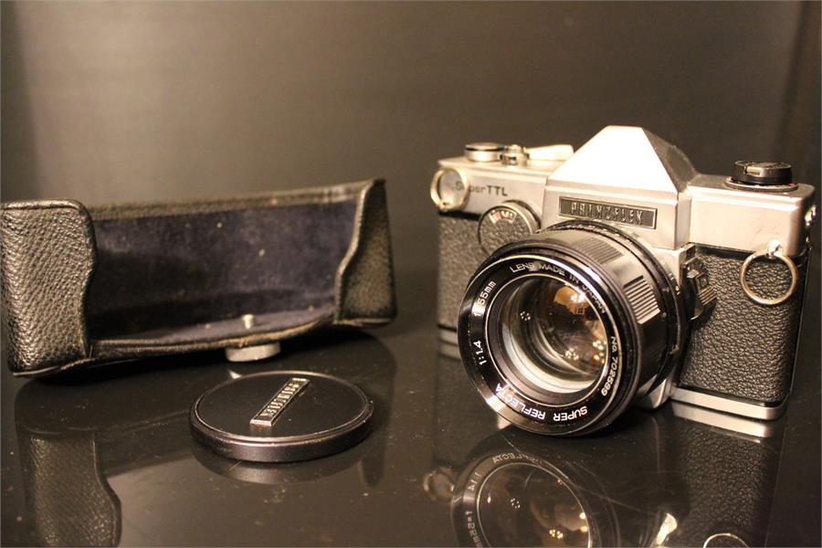 Vintage Prinzflex Super Ttl film camera no.703145 , with a super reflecta f1.4 55mm lens no. 702589