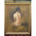 nude - oil and sand? on canvas indistinctly signed lower right B.......
