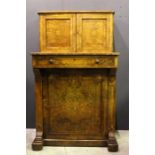 A Fine Burr Walnut Davenport Music cabinet - 19th Century.Inlaid with boxwood and ebony , a 3/4 gilt