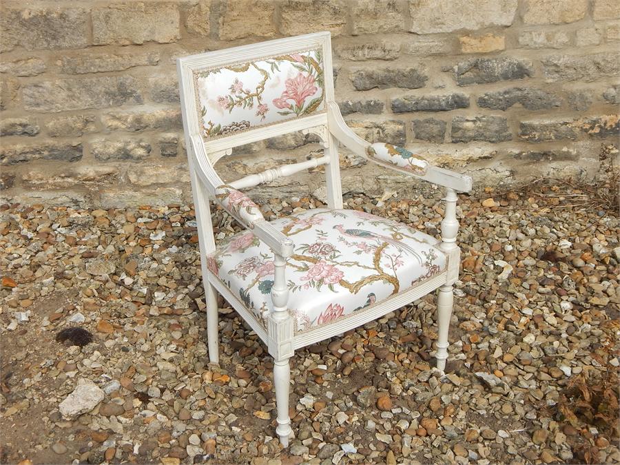 Pair of French armchairs in original paint, first quarter 20th Century. ~ - Image 2 of 5