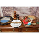 mixed lot of 40s and 50s including set of Kathy wintle plates and a Victorian brass pig pin dish