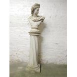 Classical style bust and column - stone effect resin - Dimensions