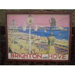 Vintage Brighton and Hove Railway poster framed