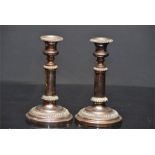 A good Pair of Telescopic plated candlesticks