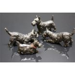 four black cold painted metal scottie dogs