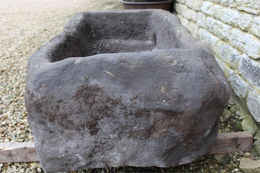 A Large stone trough garden planter, previously from a farm in Yorkshire, measuring approximately: - Image 12 of 13