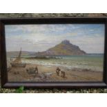 Alfred Augustus Glendening (Snr) British fl.1861-1903 - Oil painting of St Michael's mount, signed