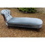 A 19th Century Chaise Longue showframe Daybed, Turned legs with Brass Castors Stamped Cope &