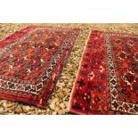 A pair of fine quality Mid 19th century turkoman, very fine weave torba rugs; both approximately