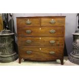 Regency Period - early 19th century mahogany chest of drawers. Bone inlaid escutcheons. Of small