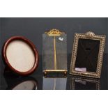 three picture frames wood, white metal , brass