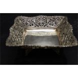 A Russian silver bon-bon dish with floral filigree fretwork pattern - stamped - 925 weighs...