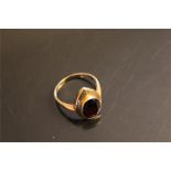 Larger oval cut garnet ring 9ct gold Birmingham 1960's