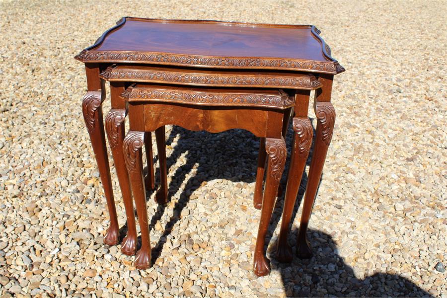 Nest of three 20th century walnut tables - Image 2 of 2