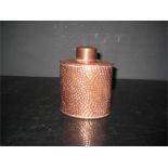 a vintage arts and crafts solid hammered Copper tea caddy made by js&s