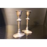 Pair of silver candlesticks one damaged ( snapped ) JD&S in rectangle possibly for James Deakin