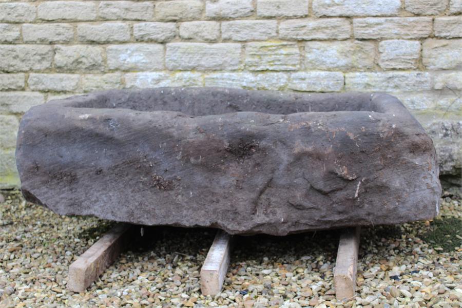 A Large stone trough garden planter, previously from a farm in Yorkshire, measuring approximately: - Image 9 of 13