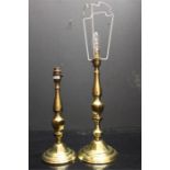 Two similar brass lamp bases - (leads cut)