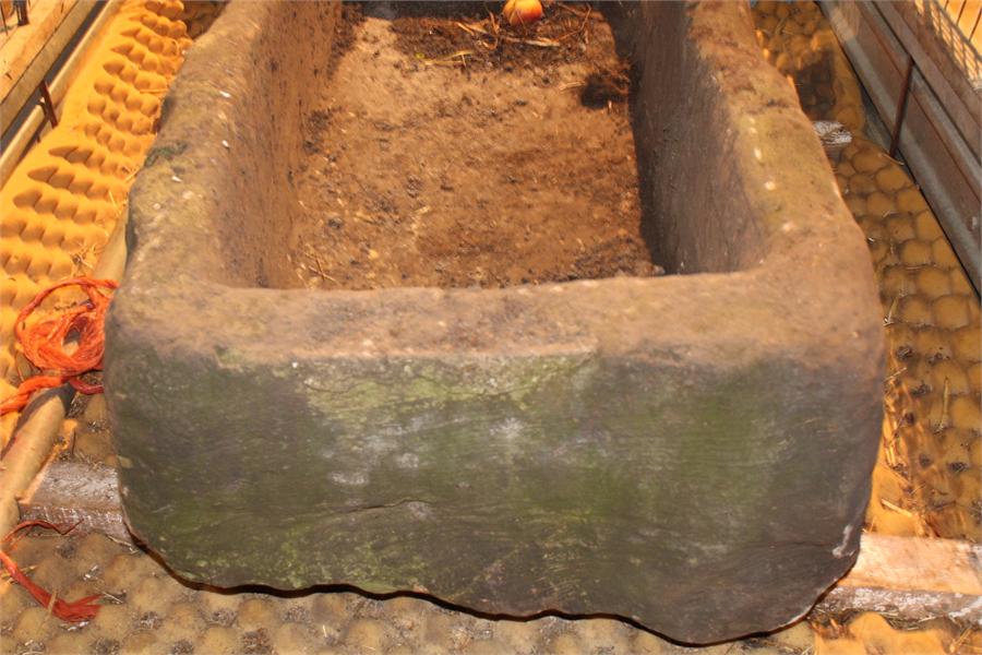 A Large stone trough garden planter, previously from a farm in Yorkshire, measuring approximately: - Image 2 of 13