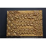 Wooden carving - leaf and foliage, rectangular - signed to underside Maria riitta korhonen 99