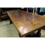 oak refectory table - this is very heavy - top comes off ( damage repaired to one corner (see