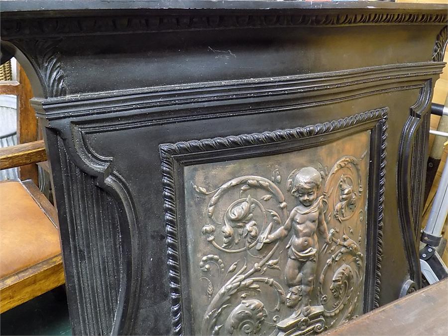 Cast Iron and Copper Putti relief Overmantel - Image 2 of 2