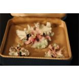 royal crown derby porcelain orchid brooch and earrings in presentation case