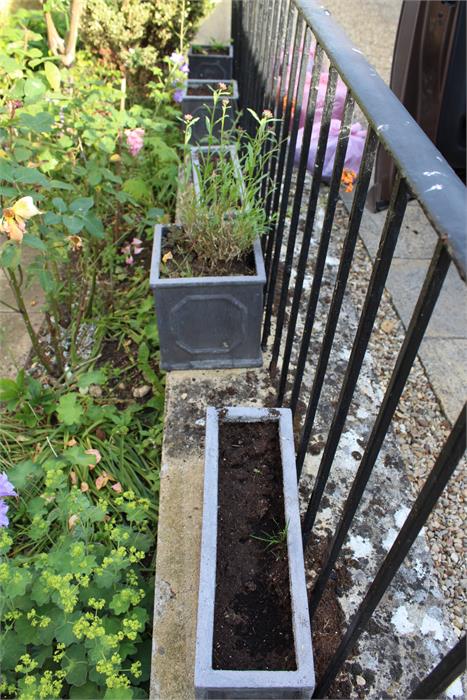 Five lead effect square and rectangular planters