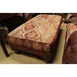 A leather and Kilim (Kelim) type fabric large footstool / Hearth / Centre Stool - Modern