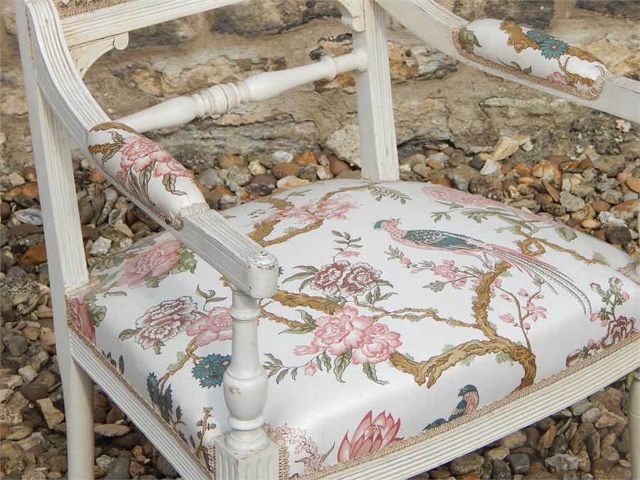 Pair of French armchairs in original paint, first quarter 20th Century. ~ - Image 3 of 5