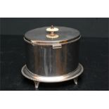 Walker and hall Shefield silver plated oval canister with hinged lid and bone stamped underside