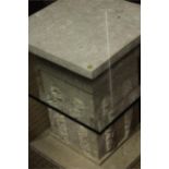 plaster effect glass topped square lamp side table