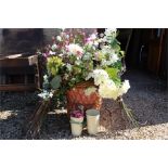 artificial flowers and containers / basket